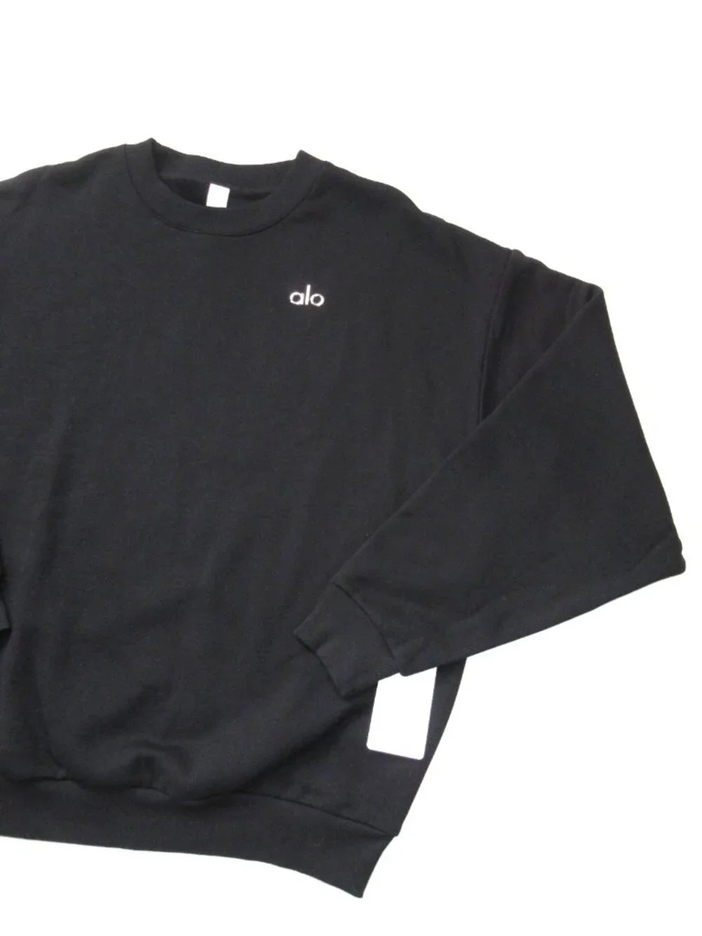 NWT Alo Unisex Accolade Crew Neck Pullover in Black Relaxed Fleece Sweatshirt M